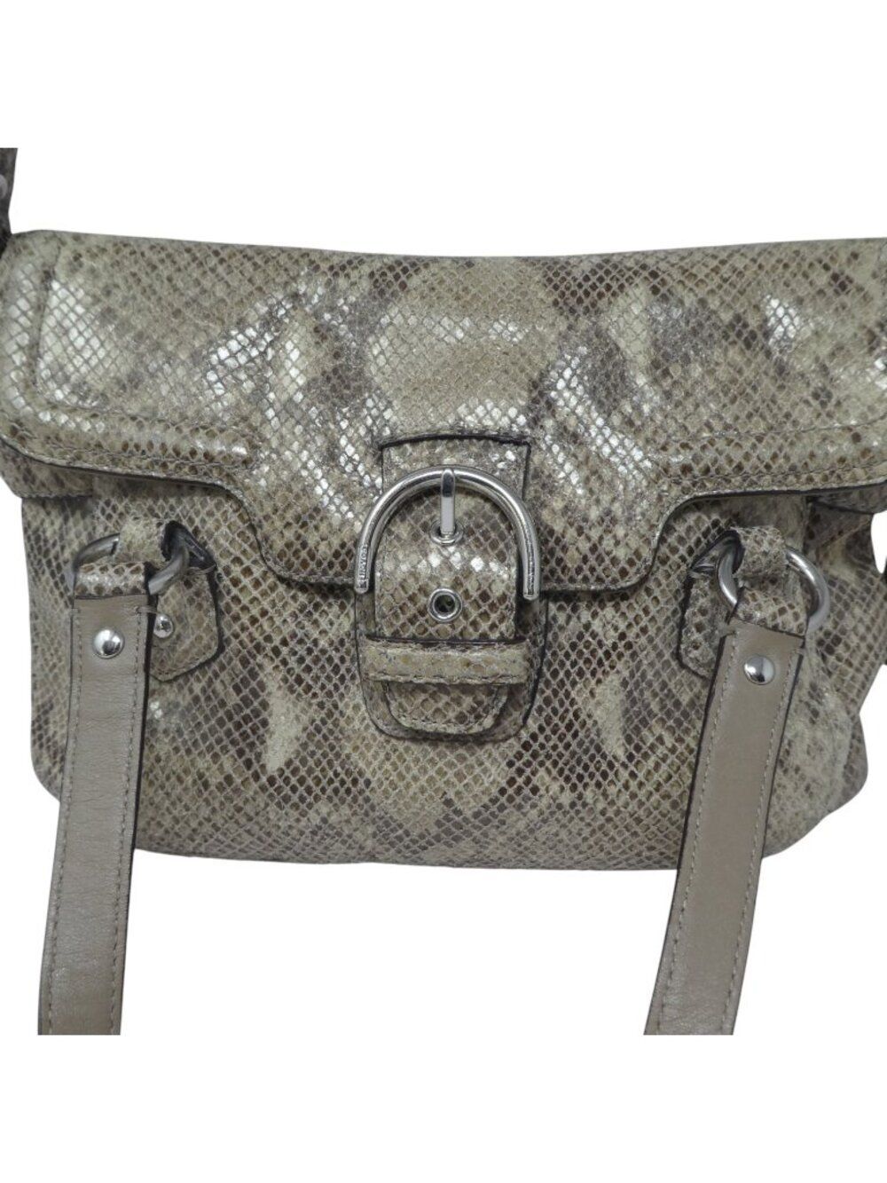 Coach Campbell F27895 Snakeskin Print Leather Satchel Shoulder Bag Purse - Picture 3 of 13